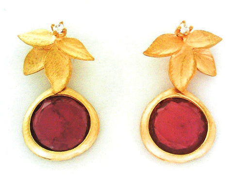 Marika Desert Gold - Flower Garnet Earrings