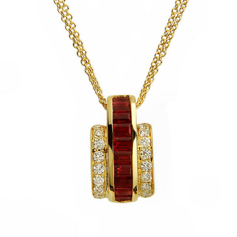 De Hago - Yellow Gold, Diamond & Ruby Pendant