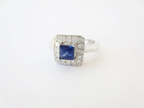 Square Blue Sapp & Diamond