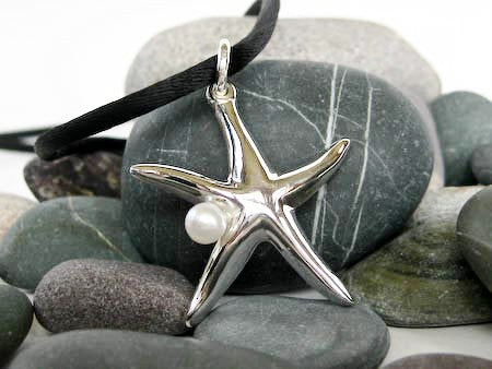 Sterling Starfish Pendant with Pearl