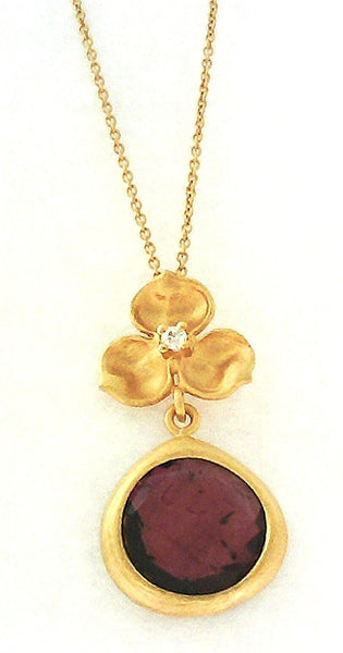 Marika Desert Gold - Flower Garnet Pendant