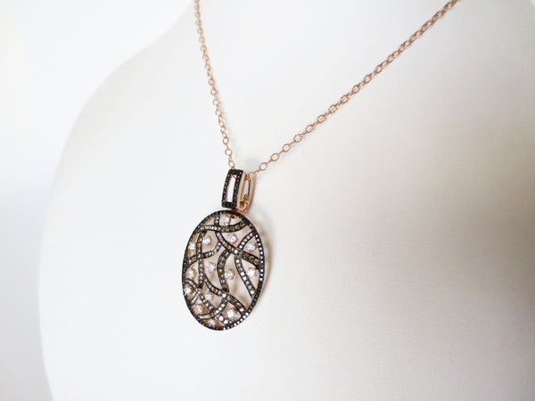 Black Rhodium & Champagne Swirl Design Pendant