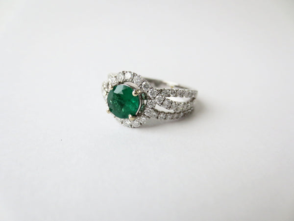 Emerald & Diamond Swirl Ring