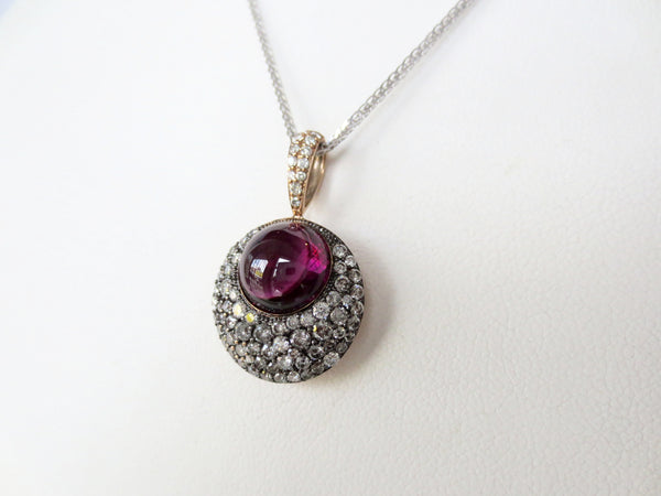 Garnet & Blk Rhodium Pendant