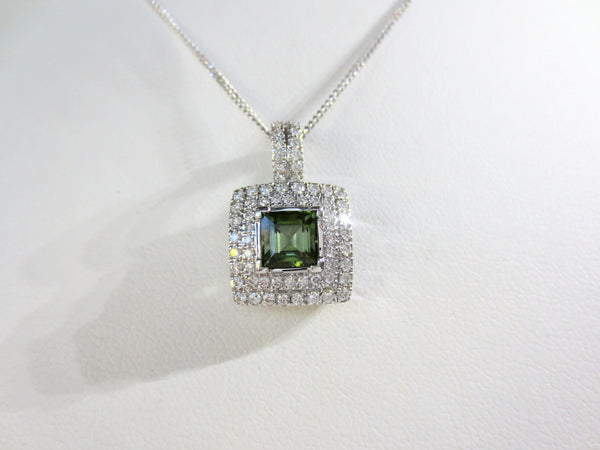 Green Garnet Square Pendant