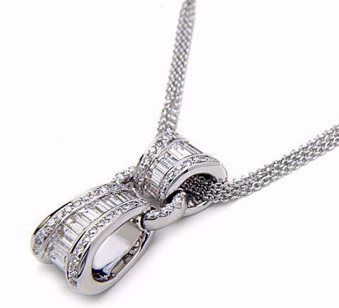 De Hago - White Gold Pave & Channel Set Diamond Necklace