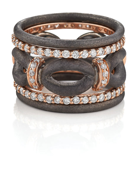 MAKUR - Black Silver Stack Ring