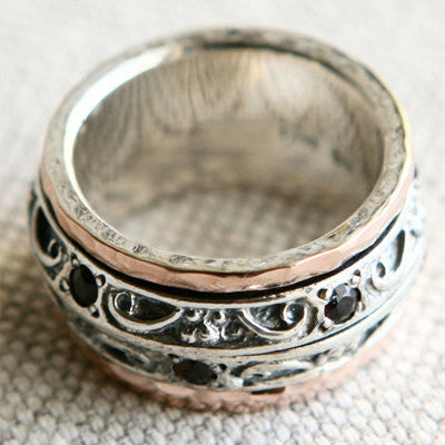 David Tishbe - Gold Edge Garnet Ring