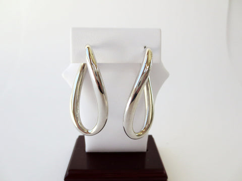 White Gold Twirl Hoops