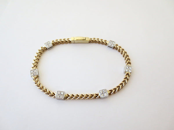Yellow Gold & Square Diamond Braclet